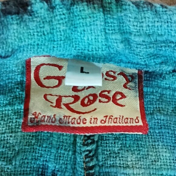 Gypsy Rose Tie Dye Wide Leg Size Large Pull On Hippie Fringe Tie Front - Picture 5 of 8